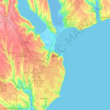 Odesa topographic map, elevation, terrain