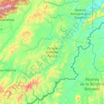 Parque Nacional Patuca topographic map, elevation, terrain