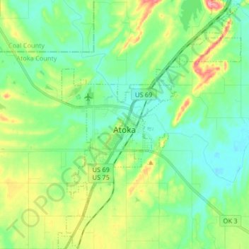 Atoka topographic map, elevation, terrain