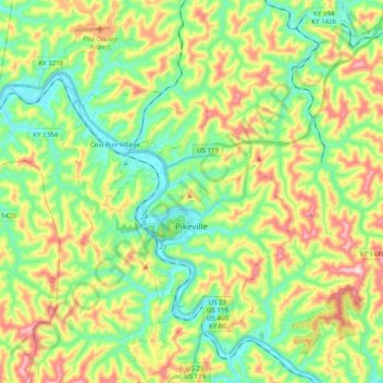 Pikeville topographic map, elevation, terrain