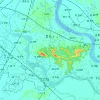 黄马乡 topographic map, elevation, terrain