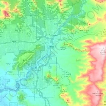 Sedona topographic map, elevation, terrain