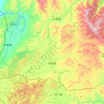 禾甸镇 topographic map, elevation, terrain