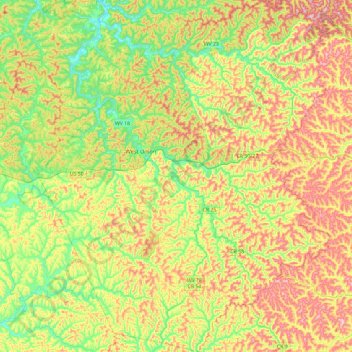 Doddridge County topographic map, elevation, terrain
