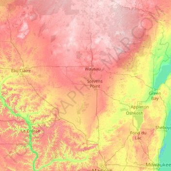 Wisconsin River topographic map, elevation, terrain