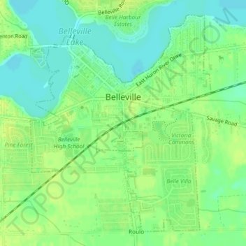 Belleville topographic map, elevation, terrain