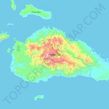 Isla de Obira topographic map, elevation, terrain