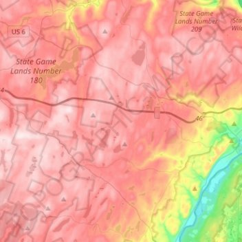 Dingman Township topographic map, elevation, terrain