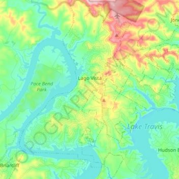 Lago Vista topographic map, elevation, terrain