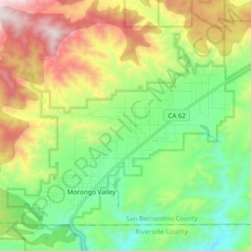Morongo Valley topographic map, elevation, terrain