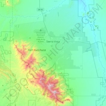 Sierra Vista topographic map, elevation, terrain