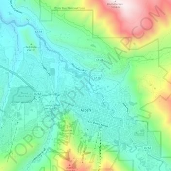 Aspen topographic map, elevation, terrain