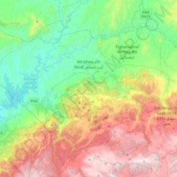 Aït Ishaq topographic map, elevation, terrain