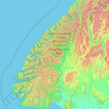 Fiordland National Park topographic map, elevation, terrain