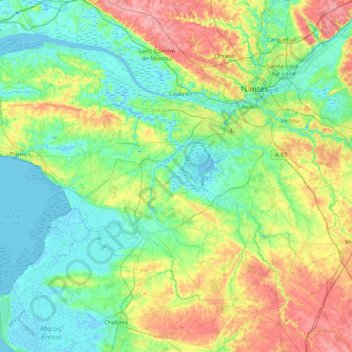 Pays de Retz topographic map, elevation, terrain