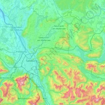 Bezirk Salzburg-Umgebung topographic map, elevation, terrain