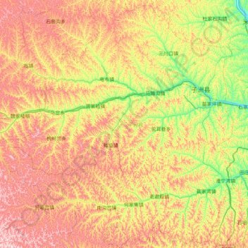 子洲县 topographic map, elevation, terrain