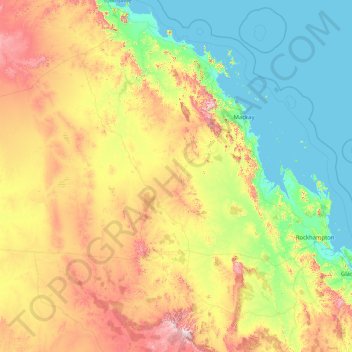 Isaac Regional topographic map, elevation, terrain