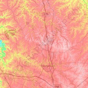 Scott County topographic map, elevation, terrain