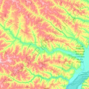Naviraí topographic map, elevation, terrain
