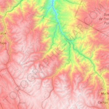Monobamba topographic map, elevation, terrain