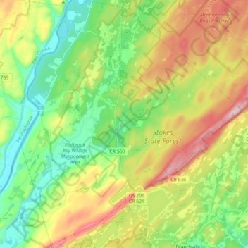 Sandyston Township topographic map, elevation, terrain