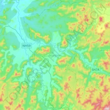 Nuagaon topographic map, elevation, terrain