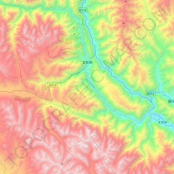 吉塘镇 topographic map, elevation, terrain
