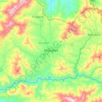 Marcabelí topographic map, elevation, terrain