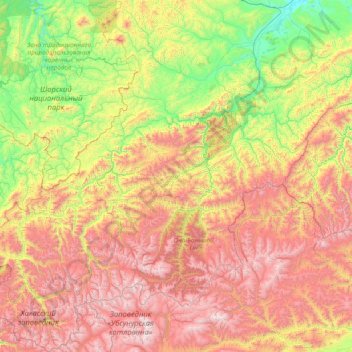 Таштыпский район topographic map, elevation, terrain
