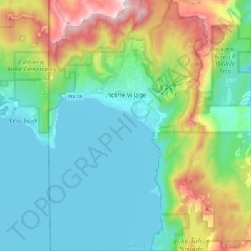Incline Village-Crystal Bay topographic map, elevation, terrain