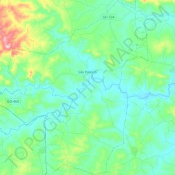 São Patrício topographic map, elevation, terrain