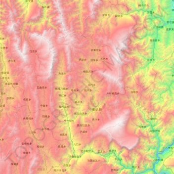 美姑县 topographic map, elevation, terrain