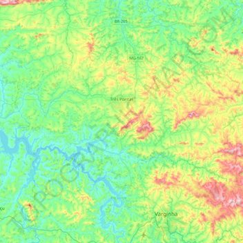 Três Pontas topographic map, elevation, terrain