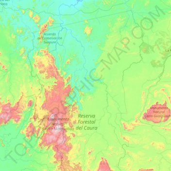 Caura topographic map, elevation, terrain
