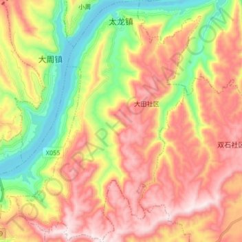 太龙镇 topographic map, elevation, terrain