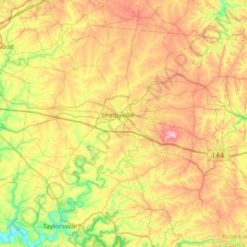 Shelby County topographic map, elevation, terrain