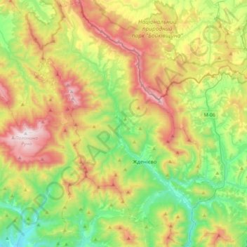 Zhdeniievo Settlement Hromada topographic map, elevation, terrain