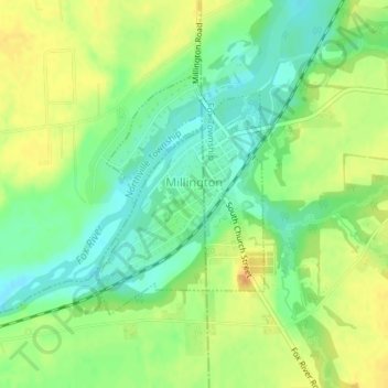 Millington topographic map, elevation, terrain