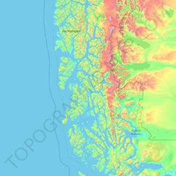 Provincia de Última Esperanza topographic map, elevation, terrain