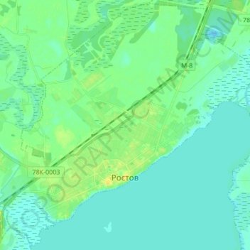 Rostov topographic map, elevation, terrain