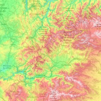Río Sil topographic map, elevation, terrain