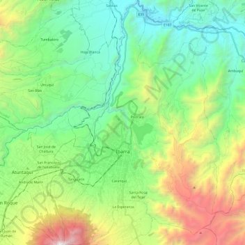 Ibarra topographic map, elevation, terrain