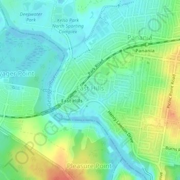 East Hills topographic map, elevation, terrain
