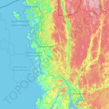 Tanums kommun topographic map, elevation, terrain
