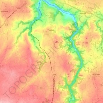 Ploubezre topographic map, elevation, terrain
