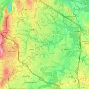 Ashburn topographic map, elevation, terrain