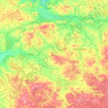powiat bielski topographic map, elevation, terrain