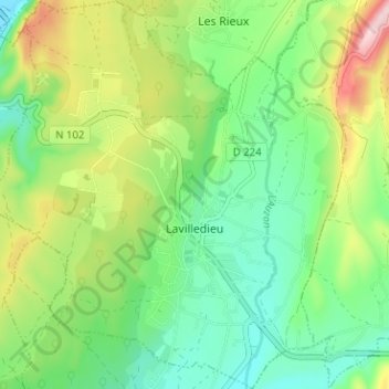 Lavilledieu topographic map, elevation, terrain