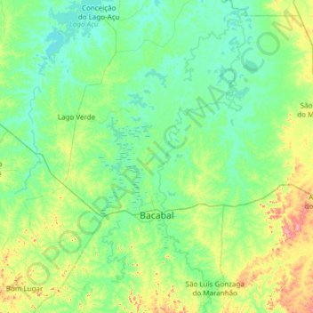 Bacabal topographic map, elevation, terrain